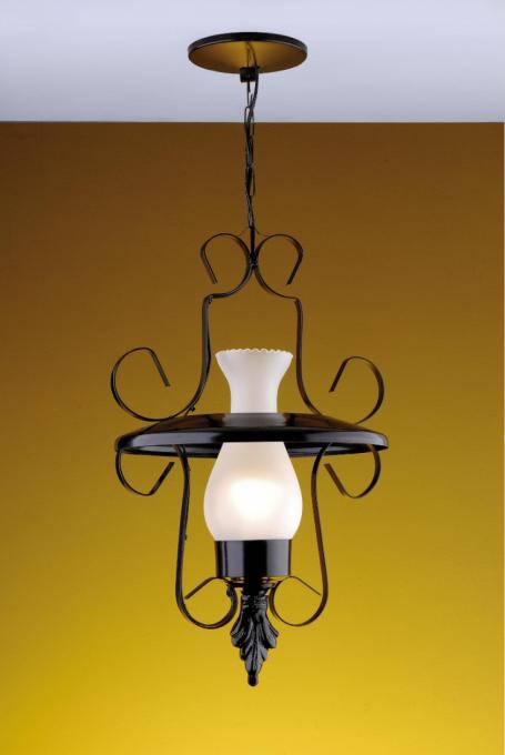 Pendente Ideal Colonial Texas Aço Fosfatizado e Vidro 1L E27 Ø320X660mm L-R-2 C/V VT