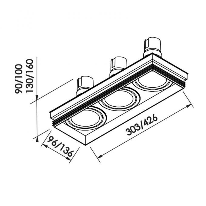 Embutido Direcional Newline No Frame II 3L AR111 136x426x100mm IN61353