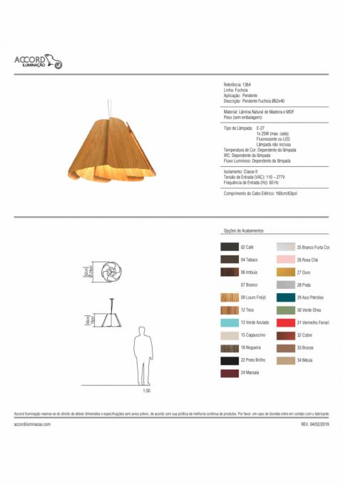 Pendente Accord Cônico Fuchsia 1L E27 Ø600x400mm 1364