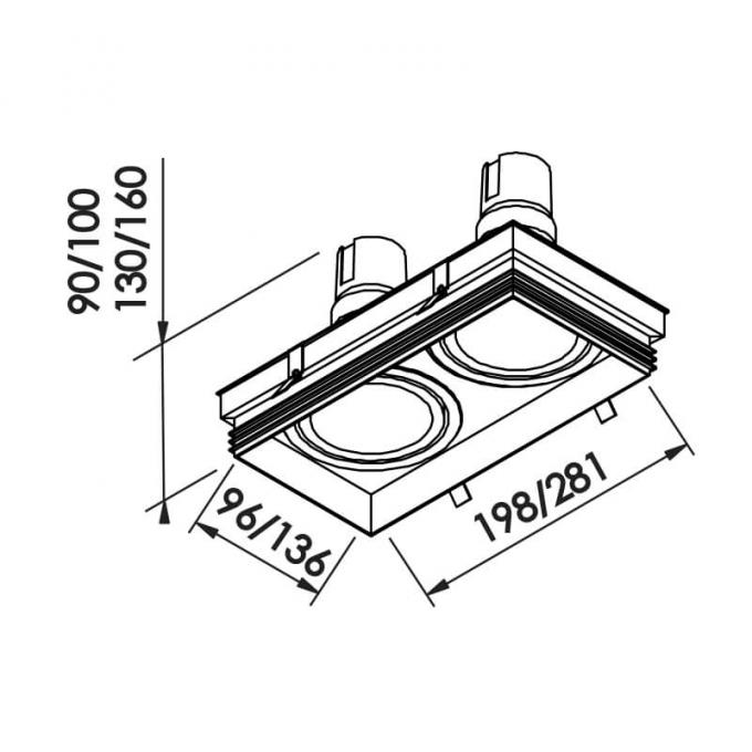 Embutido Direcional Newline No Frame II 2L AR111 136x281x100mm IN61352