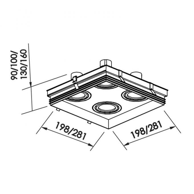 Embutido Direcional Newline No Frame II 4L PAR20 198x198x130mm IN60334