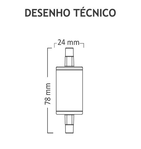 Lâmpada LED Mundial Palito R7s 5 watts 2700K 360° Bivolt ML-0140 