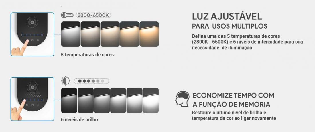 Luminária de Mesa Opus Hashi 20W Multicolor Dimerizável 118x455x425mm Grafite OPS 38674