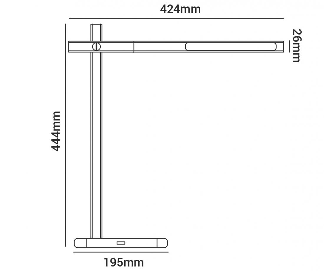 Luminária de Mesa Opus Hashi 20W Multicolor Dimerizável 118x455x425mm Grafite OPS 38674