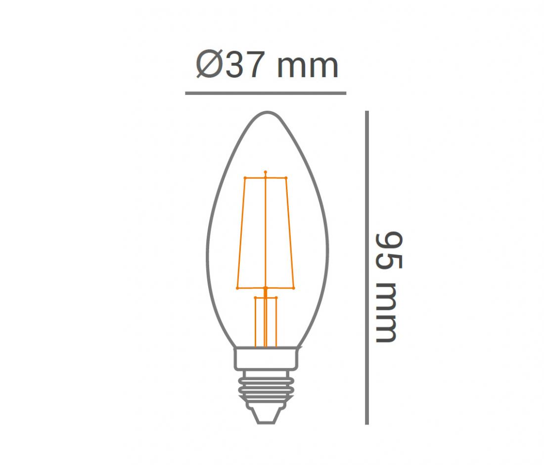 Lâmpada Opus Vela Lisa Filamento E14 Bivolt Vintage 2 watts 2200K Ø35x95mm OPS 33310