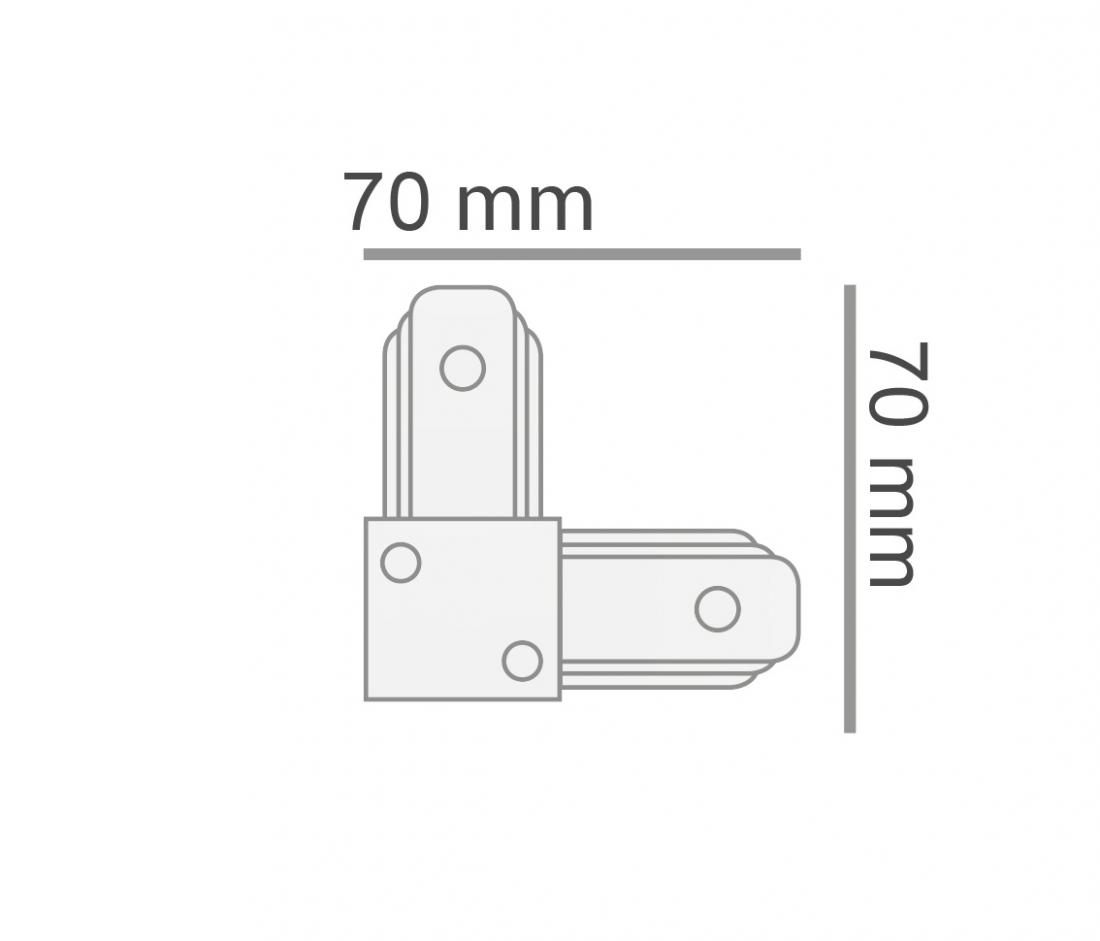 Conector L Opus Branco para Trilho Sobrepor 70x70x15mm OPS 35420