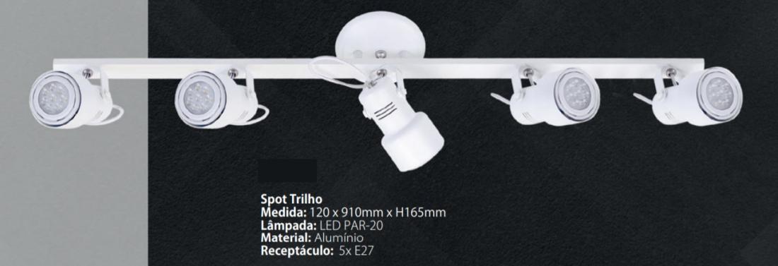 Spot Sobrepor Itamonte no Trilho 5L E27 120x910x165mm 1143-5T