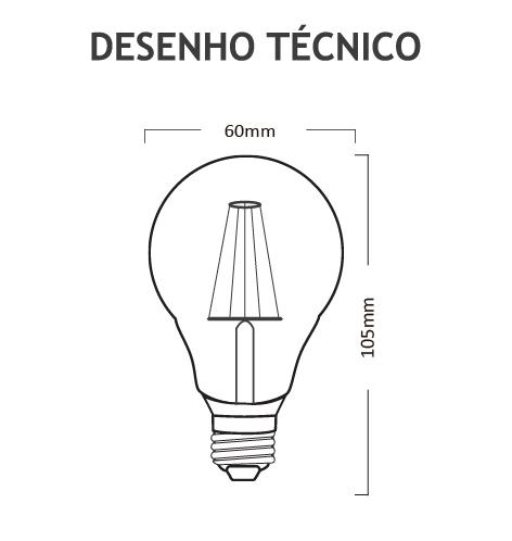 Lâmpada LED Mundial Bulbo A60 Filamento Vintage E27 2 watts 2400K 280° Bivolt ML-0120