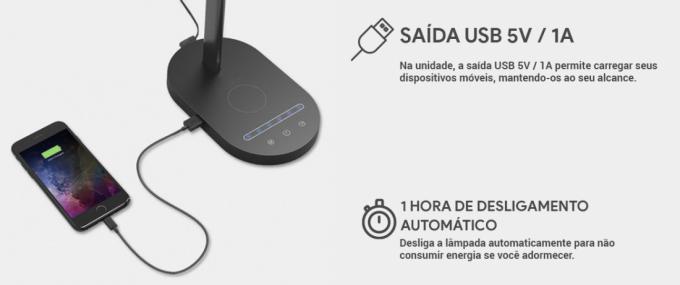 Luminária de Mesa Opus Hashi 20W Multicolor Dimerizável 118x455x425mm Grafite OPS 38674