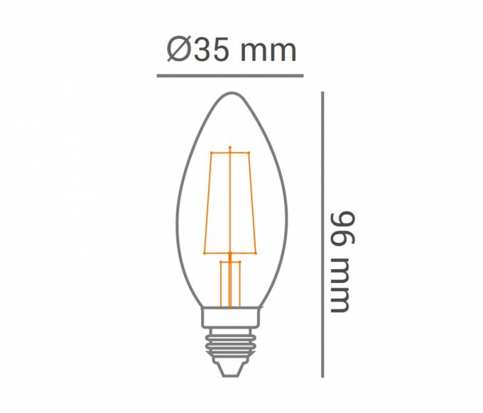 Lâmpada Opus Vela Lisa Filamento Bivolt 4 watts E14 2400K Ø35x96mm OPS 31835