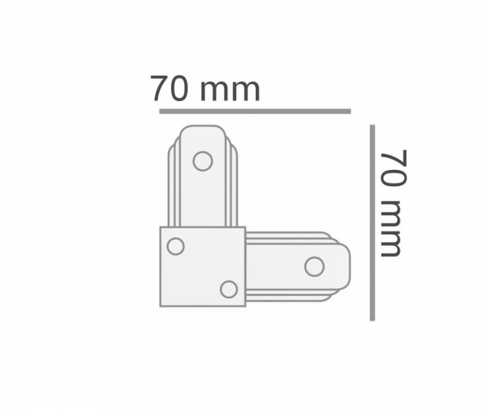 Conector L Opus Branco para Trilho Sobrepor 70x70x15mm OPS 35420