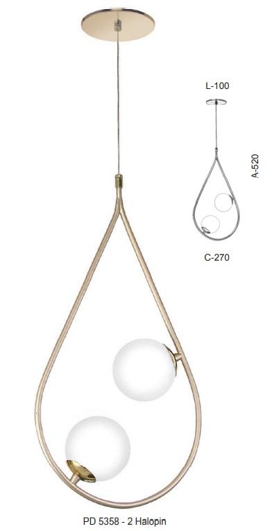 Pendente Old Artisan Gota 2L G9 520mm Globo Ø100mm PD-5358