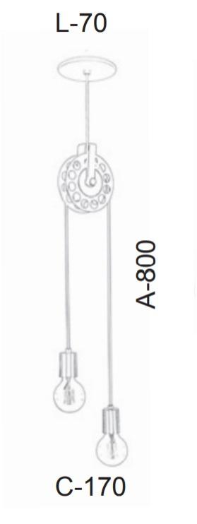 Pendente Old Artisan Roldanas 2L E27 170x70x800mm PD-5125  