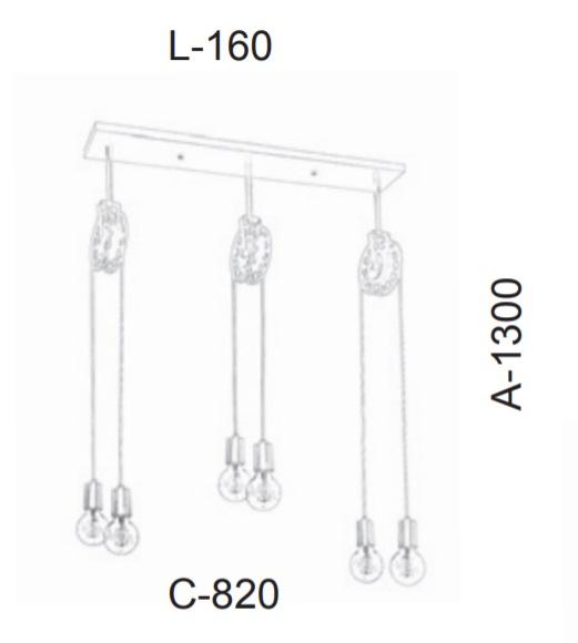 Pendente Old Artisan Roldanas 6L E27 820x160x1300mm PD-5127 