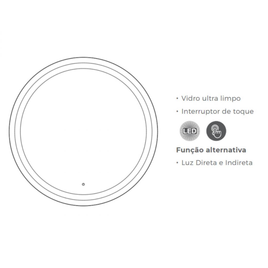 Espelho DNA Lustres Touch Camellia 92 watts 4000K com Desembaçador Ø1000mm