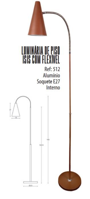 Luminária de Piso DM LUMI Isis Flexível Alumínio 1L E27 Ø1400mm 512