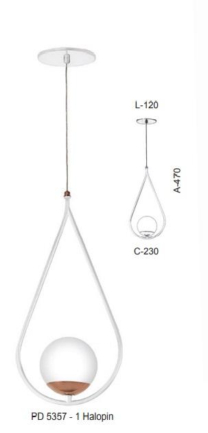 Pendente Old Artisan Gota 1L G9 470mm Globo Ø100mm PD-5357 