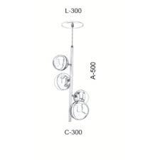 Pendente Old Artisan Vertical Esfera Metal/Vidro 4L G9 500mm Globo Ø120mm e Ø100mm PD-5418/4 