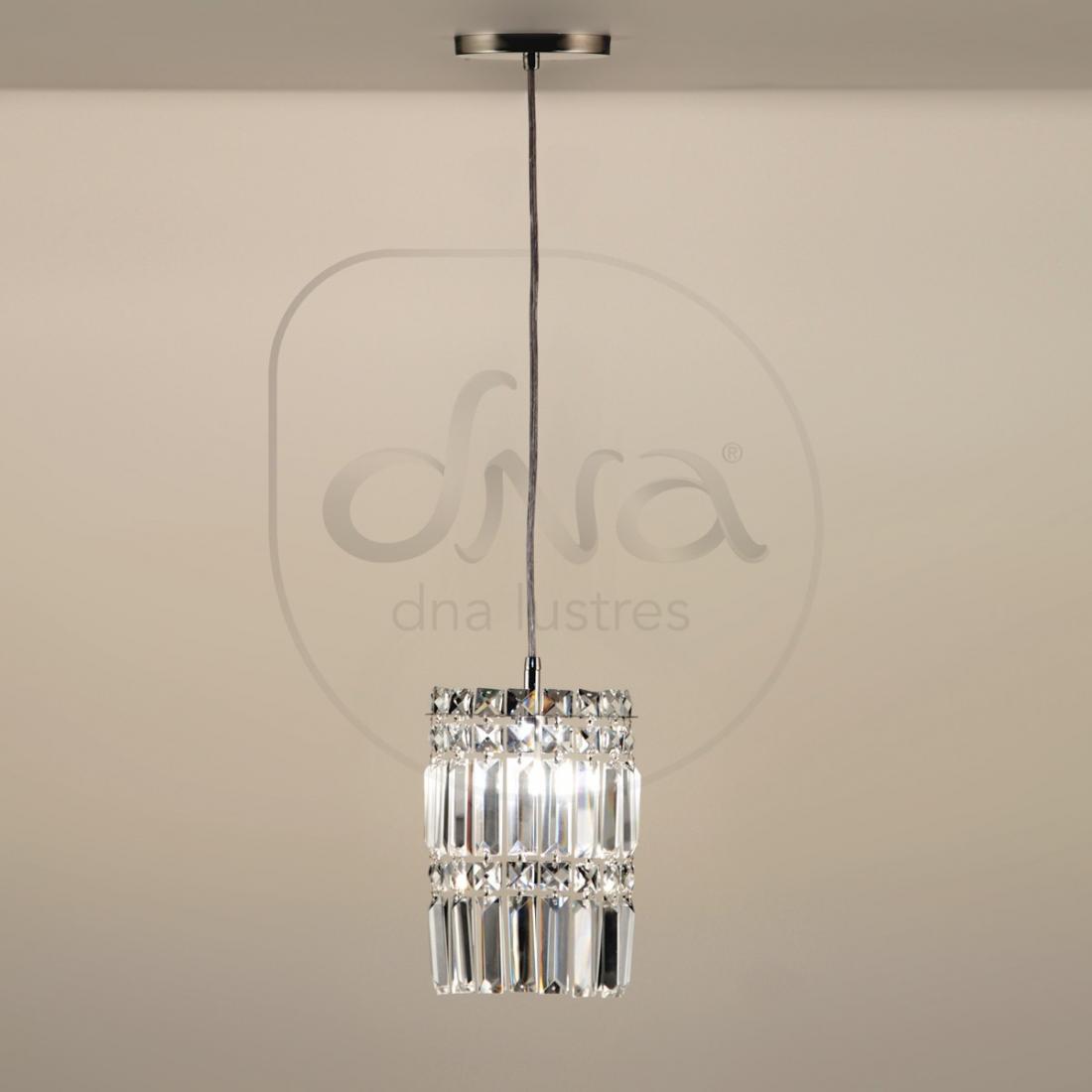 Pendente DNA Lustres Nymphaea Cilíndrico Cristais 1L G9 Ø180x300mm