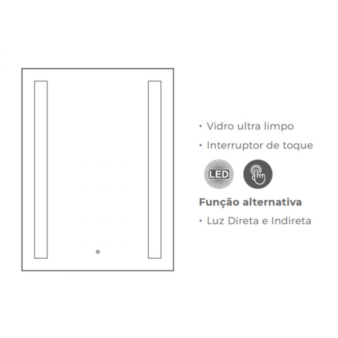 Espelho DNA Lustres Dandelion Jules Touch 104 watts 4000K 1000x800mm 