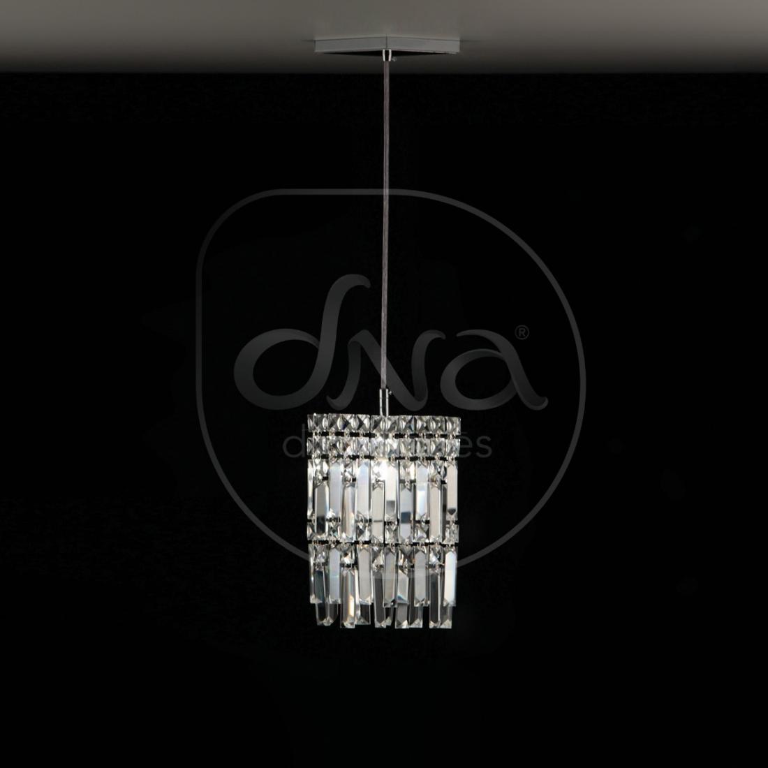 Pendente Cristal Quadrado DNA Lustres PPL-001 Amarilis 1L G9 150x300mm