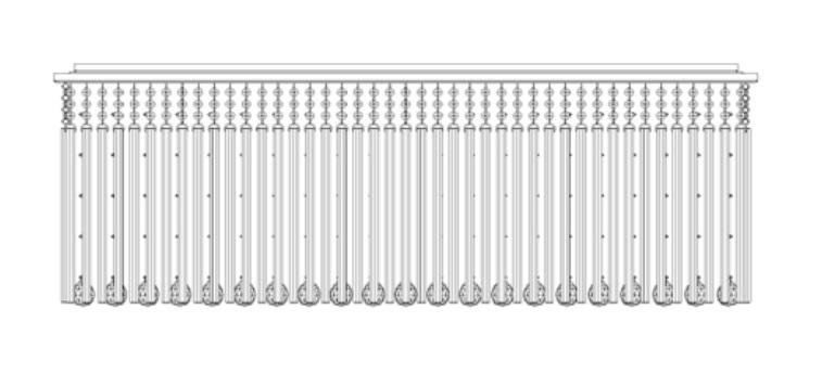 Plafon DNA Lustres Passarela Cristais Tubos e Bolas Transparentes 21L G9 1500x700x400mm