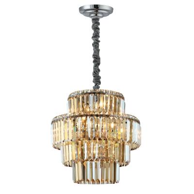 Pendente Bella Hera Cromado e Cristal Conhaque 10L E14 Ø480mm AQ030C 