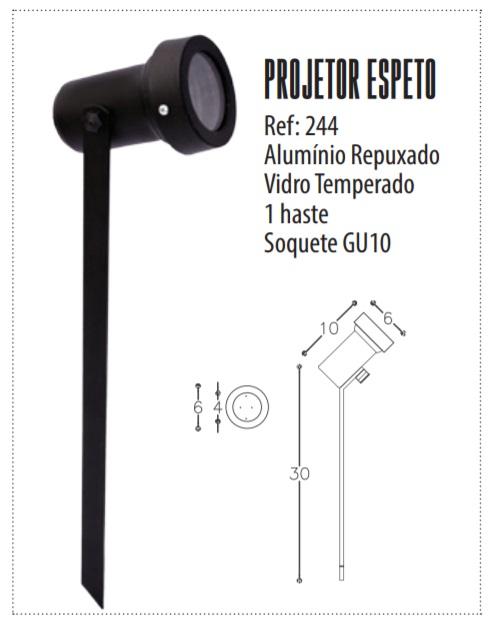 Espeto DM LUMI 1L GU10 Alumínio/Vidro Ø60x100x60mm 244