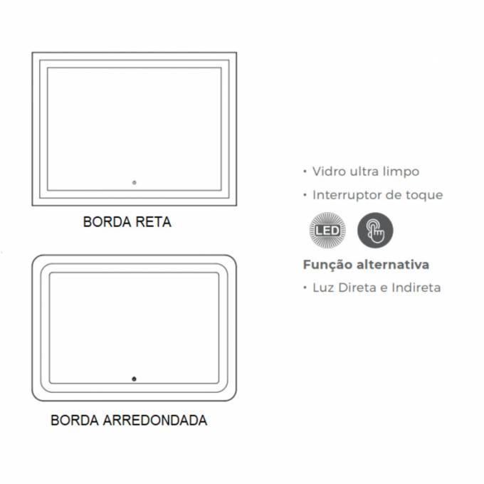 Espelho DNA Lustres Retangular Touch Narcissus 82 watts 4000K com Desembaçador 800x600mm