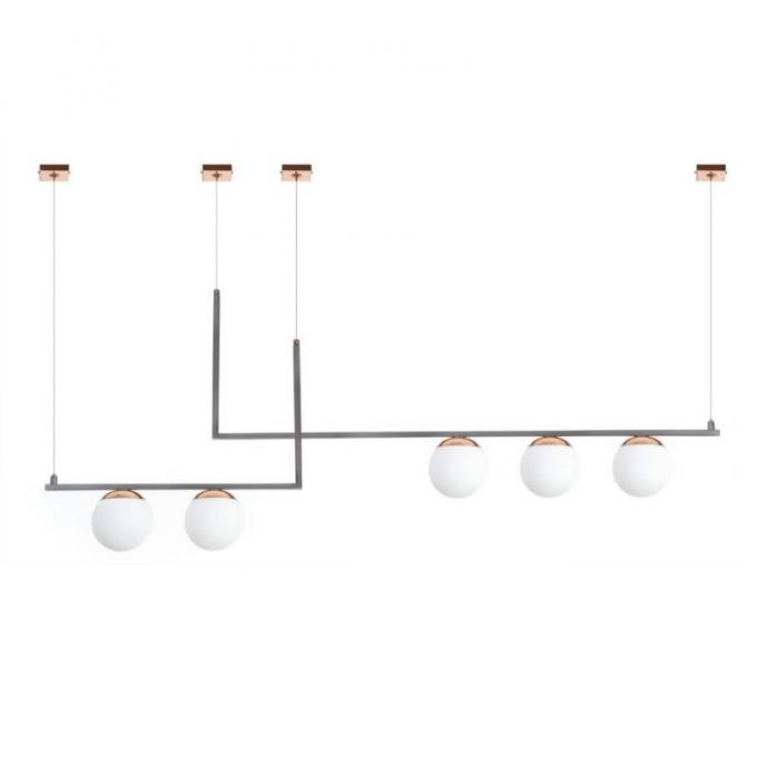 Pendente Old Artisan Jabuticaba 5L G9 1300x150x570mm Globo Ø120mm PD-5408