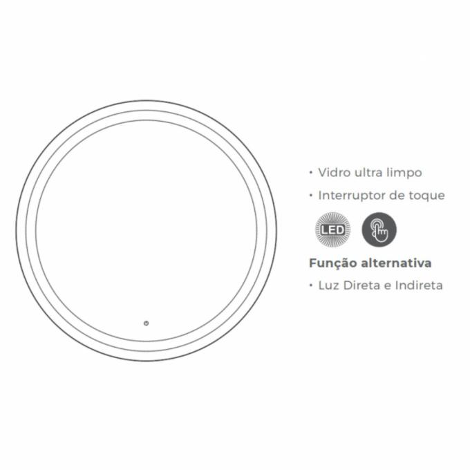 Espelho DNA Lustres Touch Camellia 72 watts 4000K com Desembaçador Ø800mm