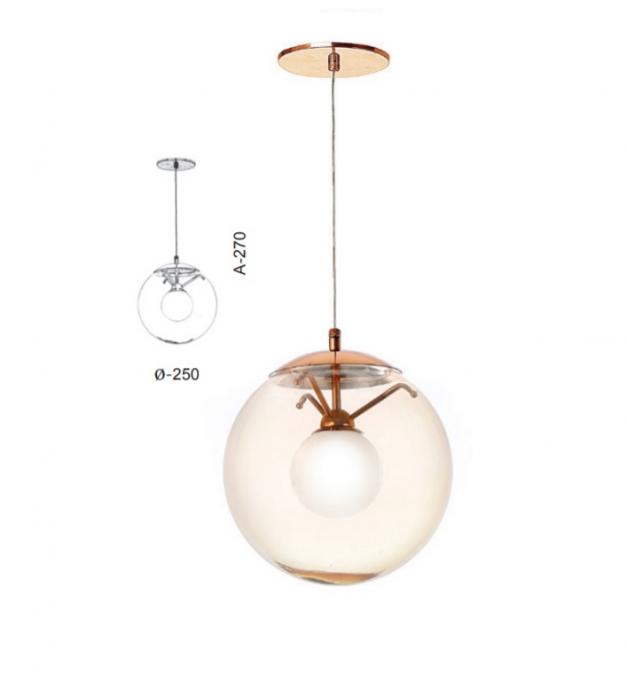 Pendente Old Artisan Esfera Vidro 1L G9 Ø250x270mm Globo Interno Ø100mm PD-5380 