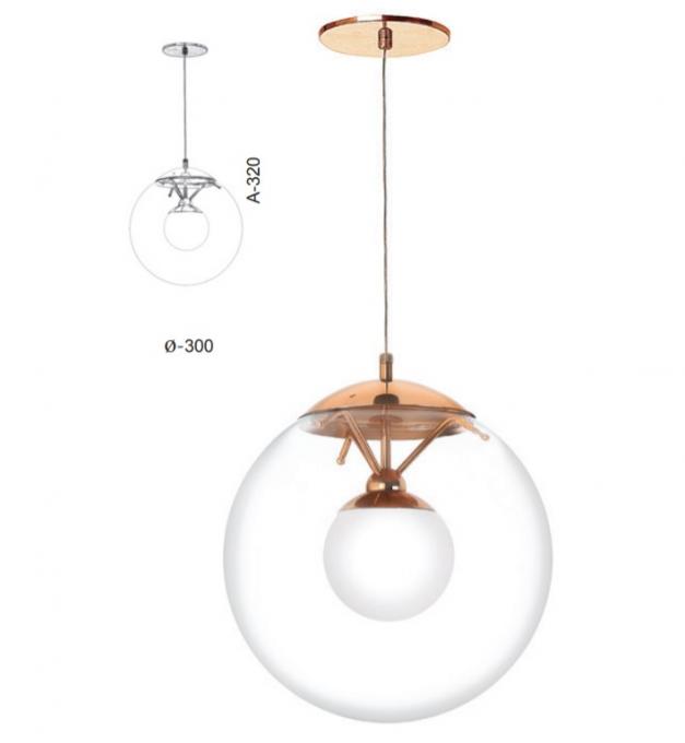 Pendente Old Artisan Esfera Vidro 1L G9 Ø300x320mm Globo Interno Ø120mm PD-5381 