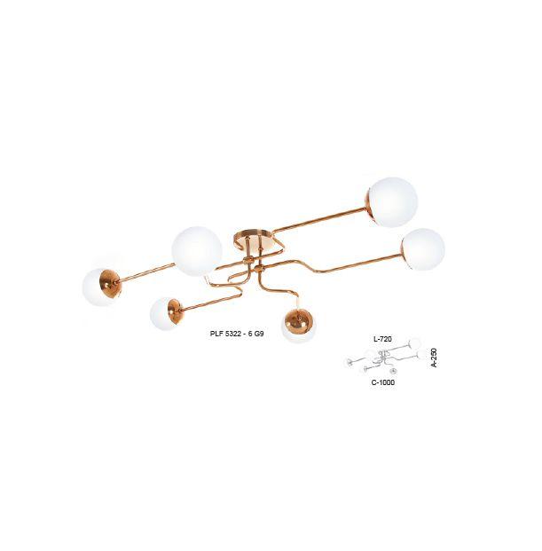 Plafon sobrepor Old Artisan 6L G9 1000x720x250mm Globo Ø120mm PLF-5322 