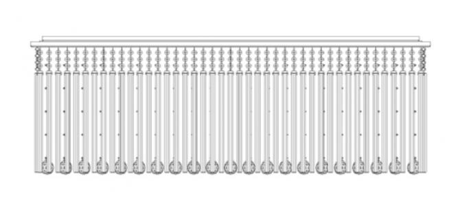 Plafon DNA Lustres Passarela Cristais Tubos e Bolas Transparentes 18L G9 1200x600x400mm