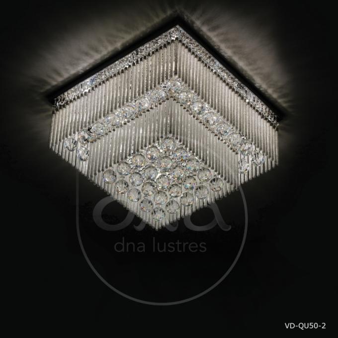 Plafon DNA Lustre Xangai Cristais Transparentes 2 Andares 12L G9 500x500x300mm