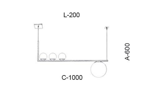 Pendente Old Artisan Esferas 3L G9 + 1L E27 1000mm Globo Ø120mm + Globo Ø250mm PD-5410 