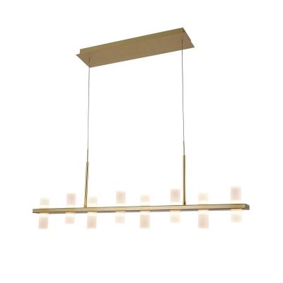 Pendente Bella Clair Metal Dourado e Branco 32 watts 2700K 1050x80x200mm JJ011