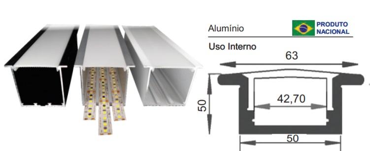 Perfil Embutido Sob Medida MK Iluminação 63x50mm (Somente Perfil) ALP10E