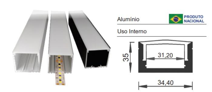 Perfil Sobrepor Sob Medida MK Iluminação 35x35mm (Somente Perfil) ALP09E