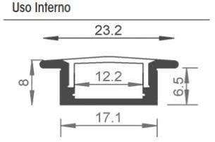 Perfil Embutido Sob Medida MK Iluminação 23x8mm (Somente Perfil) ALP01