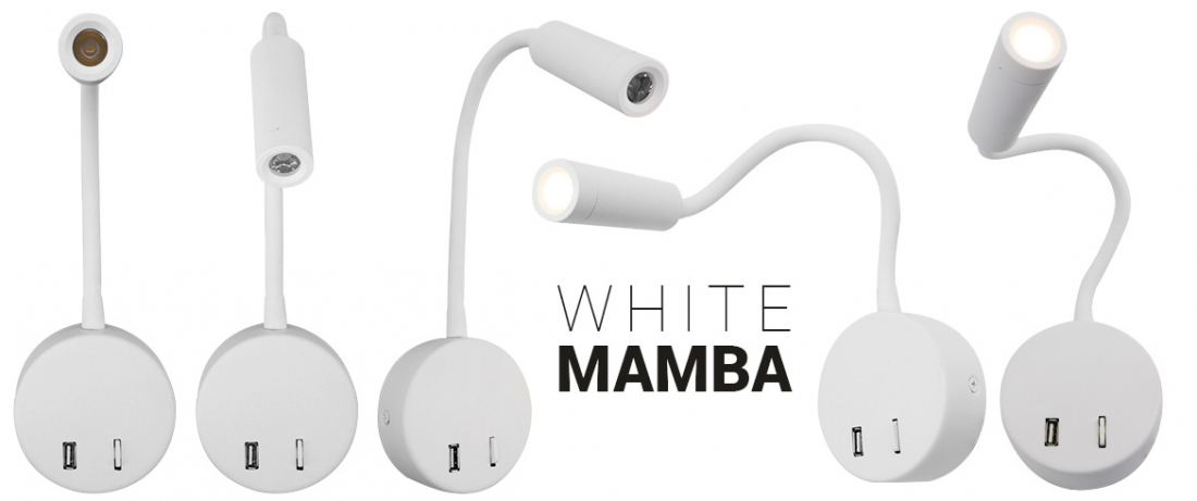 Arandela Opus Mamba Flexível Branco 3 watts 3000K Bivolt Ø90x250x36mm OPS 38827