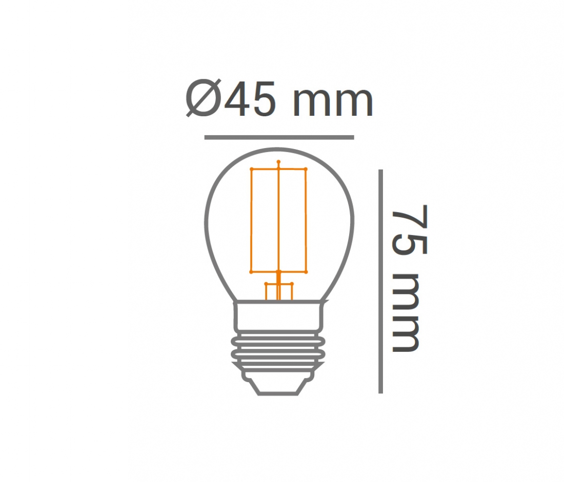 Lâmpada Opus Bolinha G45 Filamento LED Vintage 2 watts 2200K Ø45x75mm OPS 33334