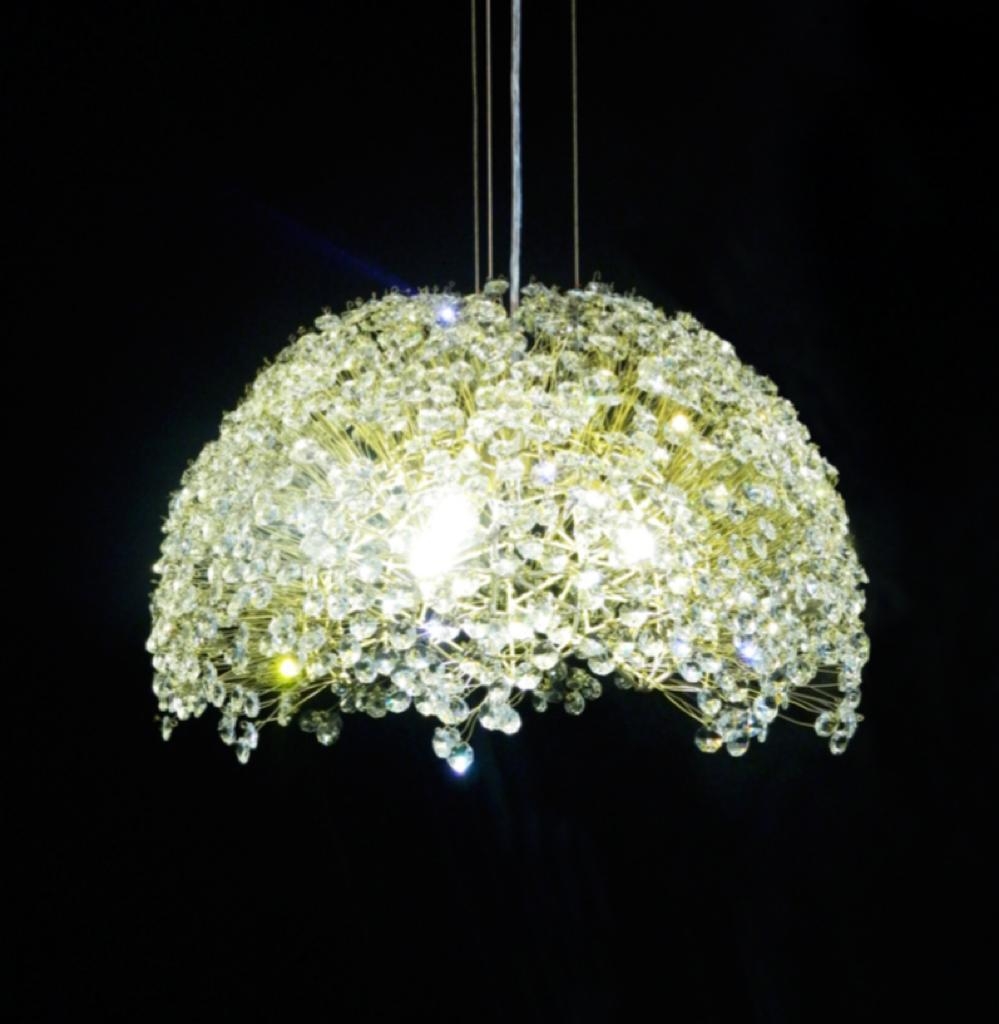 Pendente Artesanal Lampluz Meia Cúpula Cristal 4L G9 Ø400x220mm MEA40