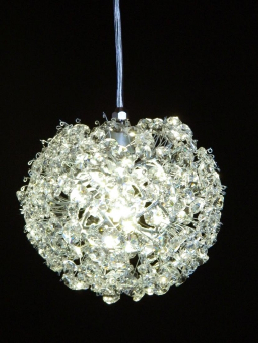 Pendente Artesanal Lampluz Ninho Metal e Cristal 1L G9 Ø100mm PDC 100.10