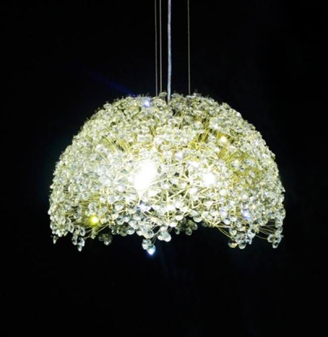 Pendente Artesanal Lampluz Meia Cúpula Cristal 8L G9 Ø600x320mm MEA60