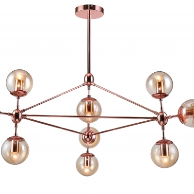 Pendente Bella Orbe Cobre e Vidro Champagne 10 E27 Ø1000x570mm OP056R