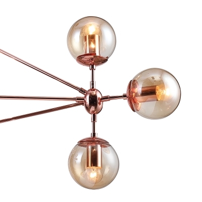 Pendente Bella Orbe Cobre e Vidro Champagne 10 E27 Ø1000x570mm OP056R