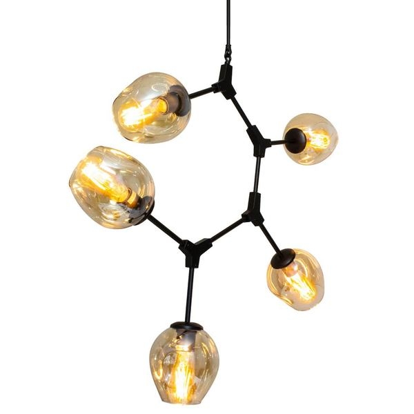 Pendente Bella Orbe Preto e Champagne 5L E27 950x800x400mm KY001S