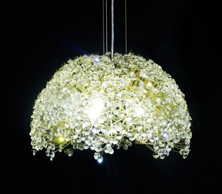 Pendente Artesanal Lampluz Meia Cúpula Cristal 10L G9 Ø800x400mm MEA80